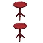  2 Pcs Lace Small Round Table Wood Child Bedside Decor Tables for Living Room