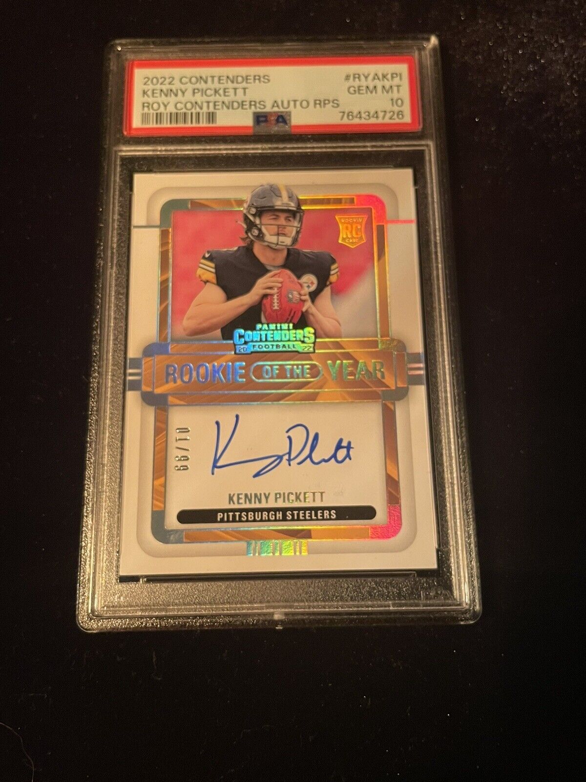 2022 Panini Contenders Kenny Pickett ROY Contenders Auto RPS PSA 10 - 01/99!!