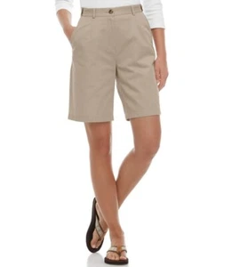 Womens Size 8 LL Bean Wrinkle-Free Bayside Shorts Ultra High Rise 9" Beige - Picture 1 of 20