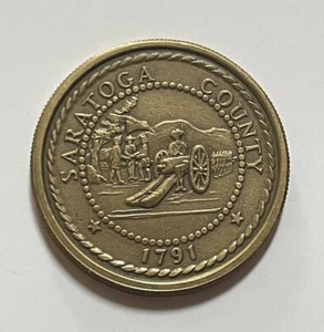 Vintage 1976 SARATOGA COUNTY NEW YORK Bicentennial Coin Medallion Medal BRONZE - Picture 1 of 3