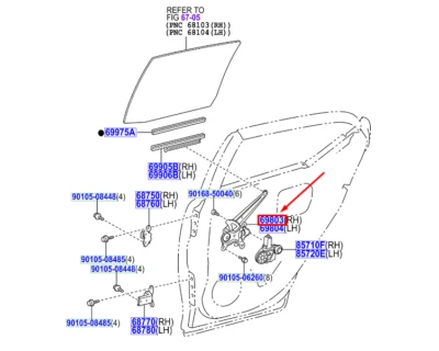 LEXUS CT ZWA10 Rear Right Door Window Regulator 6980322200 NEW GENUINE - Image 1 of 2