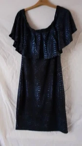 Ladies Black/Blue Sparkly Bodycon Short Sleeve Occasion Dress. Size 12. Quiz. - Picture 1 of 5
