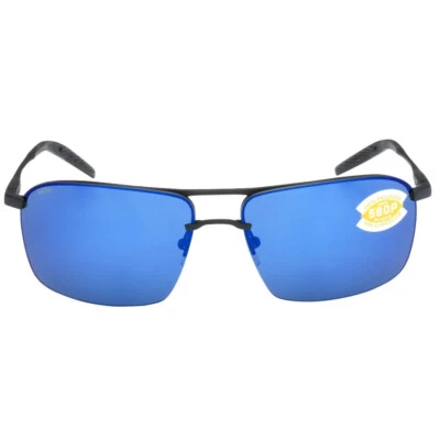 Costa Del Mar Skimmer Sunglasses Matte Black + Black/Blue Mirror 580Plastic - Image 1 of 4