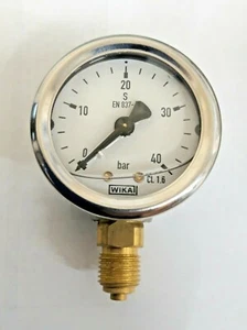 0-40 Bar (600 psi) 50 mm Boden Eingang Glycerin gefüllt, 1/4 BSP WIKA 2 Zoll - Bild 1 von 1