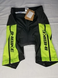 INBIKE Cycling Bicycle Padded Shorts Black Green men's size Medium NEW - Picture 1 of 5