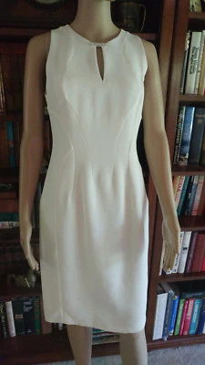 New Versace Ivory 42/6 Dress Keyhole with Rhinestone Silver Wool Fitted Body Con - Image 1 of 4