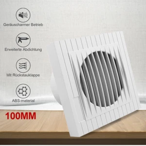 Badlüfter Dunstabzug Lüfter 100mm Ventilator Mit Rückflussleitblech Wandlüfter - Bild 1 von 11