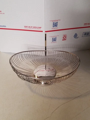Vintage Leonard Silverplate Wire Bread Basket/ Fruit Bowl MCM Cover