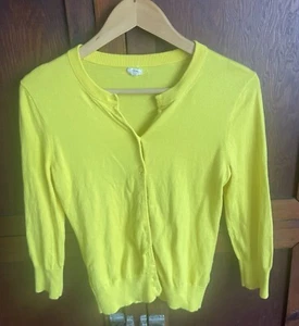 J. Crew Strickjacke hellgelb Knopfleiste 3/4 Arm Pullover Damen Small - Bild 1 von 14