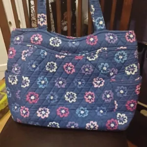 Vera Bradley Glenna satchel Blue floral large tote bag. Ellie Flowers pattern. - Picture 1 of 7
