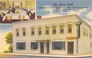 Town Grill Restaurant Oshkosh Wisconsin linen postcard - Picture 1 of 2