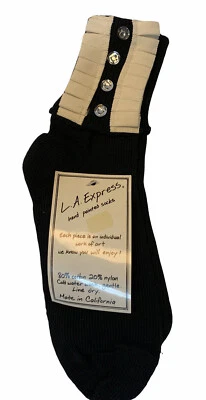 Винтажный 1990-х годов Y2K LA Express украшенный лодыжки носки женский размер 9-11 новый из старых запасов - Изображение 1 из 4