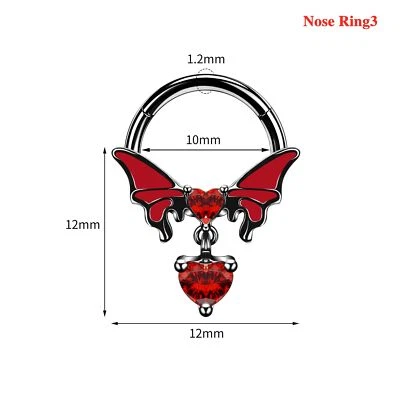 Araña de murciélago acero inoxidable aretes circonita cúbica anillos de tabique joyería de Halloween Foto 1 de 4