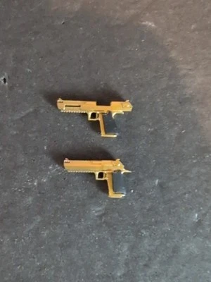 1/12 Scale Gold Desert Eagles(Real Metal) With Removable Handle Grips 6" Figures - Image 1 of 4