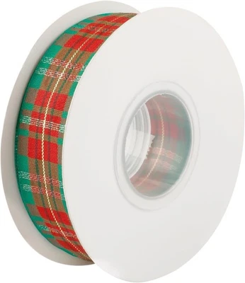 Red Green Wired Tartan Ribbon, 2.5cm x 762cm, Christmas Plaid, Ideal for Gift Wr - Image 1 of 4