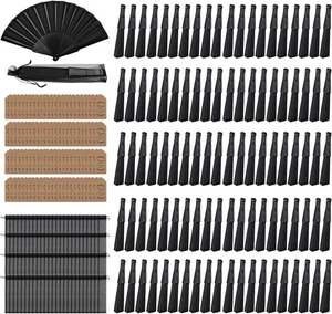 100 Stck. Hochzeit Faltbare Handfächer Großpackung mit Kunststoffrippen Chinesische Handfächer...  - Bild 1 von 7