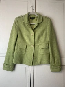 VTG Banana Republic Womens Jacket Blazer Medium Wool Blend Green Lined Pockets - Picture 1 of 12