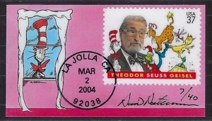 Cat in the Hat, Theodor Suess Geisel Sc.#3835 First Day Magnet - Picture 1 of 1