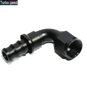 1x 12AN AN-12 90 Degree Black Swivel Fuel Oil Gas Line Push On Hose End Fitting - Picture 1 of 5