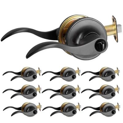 Alavanca de porta de privacidade para cama/banho - Wave, preto fosco reversível interior keyle... - Imagem 1 de 4