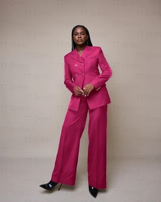 Trajes de satén de seda para mujer 2 piezas conjuntos de trajes de oficina de talla grande para dama Foto 1 de 4