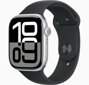 Apple Watch série 10 Large 46mm Argent avec Boucle Sport Nuage Bleu. Livraison gratuite - Photo 1 sur 5