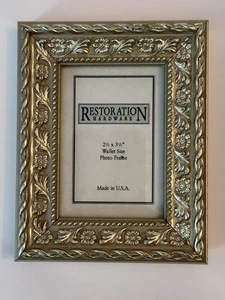 Restoration Hardware Ornate Silver  Photo Frame  Holds Wallet Photo 2.5 X 3.5” - Picture 1 of 2