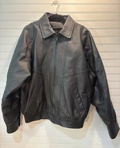 Town Craft 90s Vintage Leather Bomber Jacket Unisex Brown Size M - Picture 1 of 8