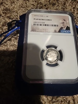 1979 S 10c Proof Roosevelt Dime Type 1 NGC PF69 Ultra Cameo - Image 1 of 2