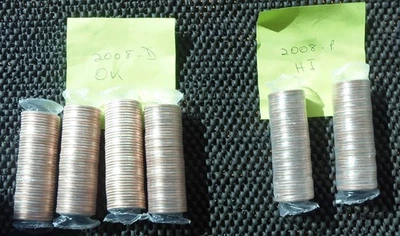6 Rolls, UNC 2008P and D, HI  OK State quarters in Original US Mint Shrink Wrap - Image 1 of 4
