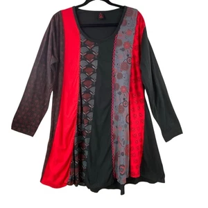 Tunica Boho Aller Simplement taglia 1X tessuti jersey misti ricamati - Foto 1 di 7