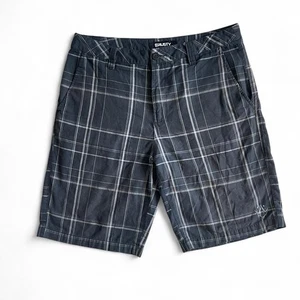 Rusty Surfwear Gray White Black Y2K 2000 Plaid Front Shorts Skater Men’s Size 34 - Picture 1 of 6