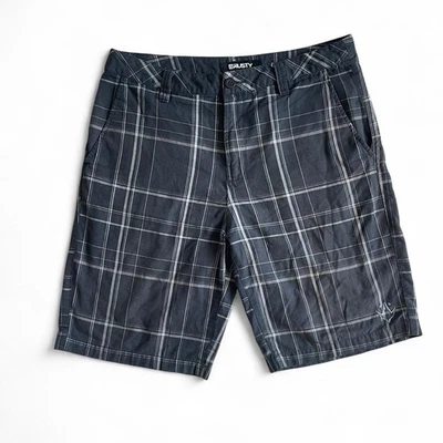 Rusty Surfwear Gray White Black Y2K 2000 Plaid Front Shorts Skater Men’s Size 34 - Image 1 of 4