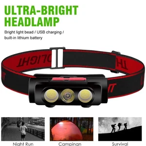 Lampada frontale LED super luminosa USB batteria ricaricabile lampada da testa con 5 modalità di luce IT - Foto 1 di 10