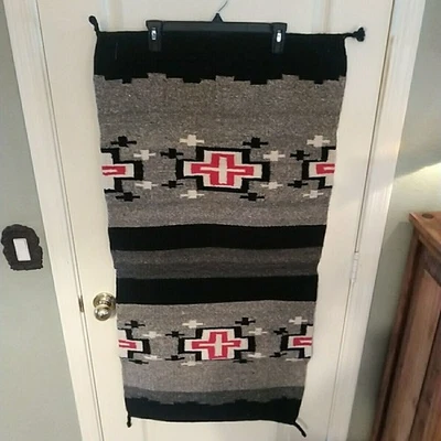 Alfombra/colgante de pared/manta de sillín vintage del suroeste mexicano 46" x 21" Foto 1 de 4