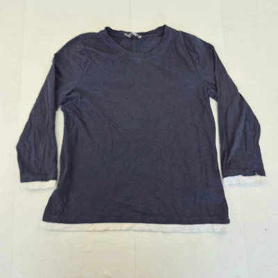 HOBBS Top Medio Azul Para Mujer 100% Algodón Manga Larga Casual Básico - Imagen 1 de 4