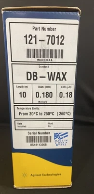 Agilent 121-7012 DB-WAX GC Column 10 m, 0.18 mm, 0.18 µm, 7 inch cage New Sealed - Image 1 of 3