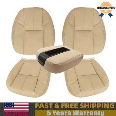 Front Replacement Leather Seat Cover Tan For 07-14 Chevy Silverado GMC Sierra - Image 1 of 4