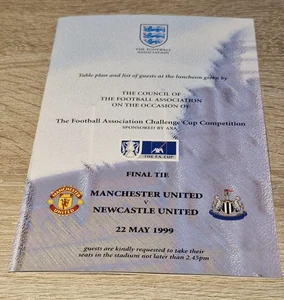 TABLE PLAN/ LUNCHEON MENU- FA CUP FINAL 1999- MANCHESTER UNITED V NEWCASTLE UTD - Picture 1 of 4