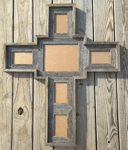 Großes KREUZ rustikale Scheune primitiver Bilderrahmen Notholz verwittert - Bild 1 von 22