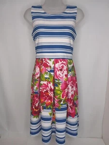 Bonnie Jean Girls Dress Size 16 Pink Blue White Upper Lined Zip Midi - Picture 1 of 9