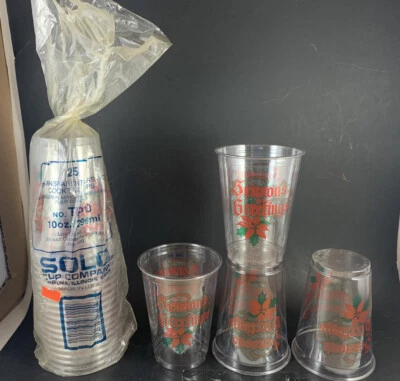 复古季节问候圣诞假期独奏杯 Poinsettia 透明 NOS 美国 — 第 1/4 张图片