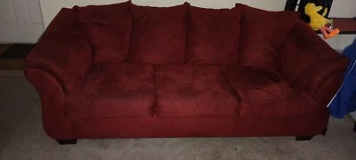 Red Velvet full-size Sleeper Sofa PRICED TO SELL - Image 1 of 3