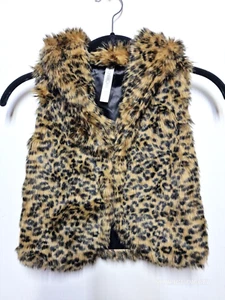 Cherokee Girl's Leopard Print Sleeveless Vest Faux Fur Lined Size S (6-7) - Picture 1 of 11
