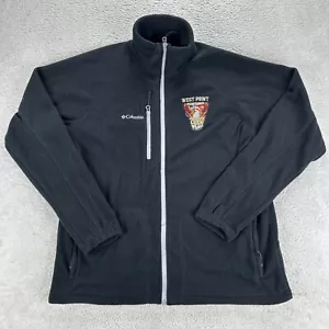 Vtg Columbia United States Military Academy Jacket Men L Black Fleece Full Zip - Picture 1 of 16