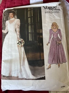 1092 Vintage Vogue Schnittmuster Misses 80er Brautkleid Brautkleid ungeschnitten - Bild 1 von 3