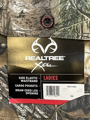 Realtree Camo Xtra Women's Cargo Hunting Pants Draw String Leg Elastic Waist 2XL - Image 1 of 4