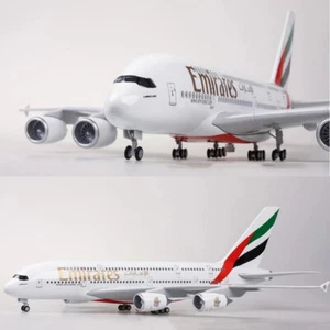 45CM 1/160 Scale Diecast Model A380 Emirates Airways Resin Airplane Airbus With - Picture 1 of 14