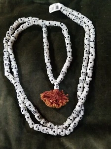 108 Beads Bone Skull Prayer Mala Tibetan Buddhist Necklace Feng Shui Meditation - Picture 1 of 5