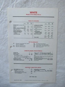 1976 White 2-70 4WD Filed Boss Tractor Lubrication Service Data Chart - Picture 1 of 2